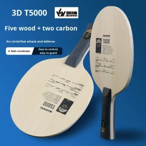 T5000 Carbon Fiber Table Tennis Blade 5 Wood + 2 Carbon Fiber Beginner Advanced Loop Fast Attack Horizontal
