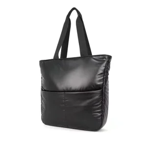 TINYAT Sac Tote Femme Legere Et Moelleuse Sac Tote Sac Bandouliere Voyage Travail Sac a Main Noir Sacs a Main Pour Femmes
