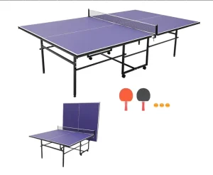 Table Tennis Game Set Professional Outdoor Foldable Ping Pong Table with Waterproof Net for Adults Teens 2 Paddles and 3 Balls