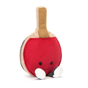 Table Tennis Plush Toy Soft Ping Pong Paddle Stuffed Toy With Red Blue Panels And Trainers For Sports Fan Gift