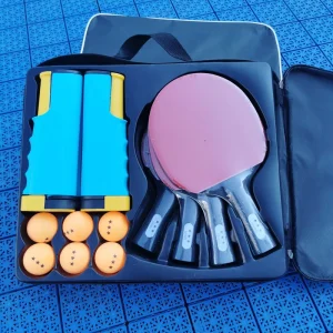 Table Tennis Racket 4 Player 6 Balls Set Professional Portable Home Durable Wood Rubber Table Tennis Racket Set