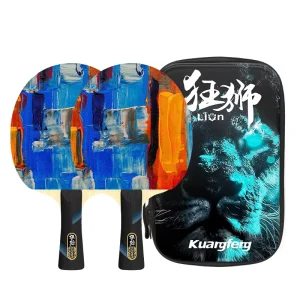 Table Tennis Set with Wood Bottom Rubber Rackets in Hard Case for Training and Game