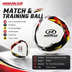 Team Practice Size 4 Soccer Ball PU Laminated Match Football Durable Surface Yarn Wound Bladder OEM Supplier
