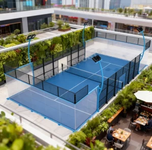 Terrain De Padel Super Panoramic Padel Court Tempered Glass Anti UV Padel Court Turf LED Lights for Italy Germany Padel Club