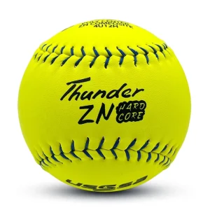 Thunder Hardcore 12 in Slowpitch Softballs USSSA 44/375 47/375 Softballs Yellow Split Leather PK Ploycore Practice/Game Baseball
