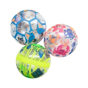 Transparent Cartoon Inflatable Beach Ball Kids PVC Water Play Toy with Animal Prints