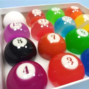 Transparent Colorful PE Material 2 1/4 Inch 57.25mm Pool Balls Full Set Durable Billiards Balls for Standard Pool Table