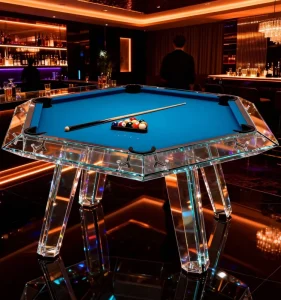 Transparent Glass Pool Table Tempered Glass Billiard Table Private High-end Customized Hexagonal Tempered Glass Pool Table