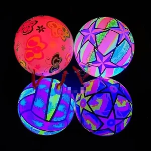 Trend Products PVC Toy Glowing Football Toy Ball Outdoor Glowing in the Dark Light up Inflatable LED Luminous Sports Beach Balls