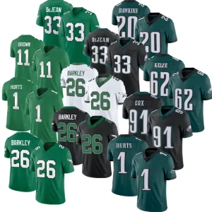 USA Football Jerseys 26 Saquon Barkley 1 Jalen Hurts 33 DeJean 9 Lemon 62 Kelce 6 Smith Stitched Jersey Shirts Tops Kelly Green