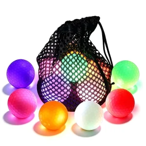 Ultra Bright Luminous Glow In The Dark Motion Activated Led Light Insert Waterproof Night Sports Glowing Golf Ball With Mesh Bag