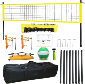 VN10A Adjustable Durable Steel Frame+PE Knotted Net Tennis Volleyball Badminton Net Set 9.5x1m Outdoor Portable System