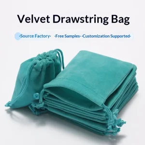 Velvet Plush Drawstring Storage Bag with Dust Proof Printed Logo for Accessories Customizable Design