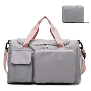 Vintage Custom Logo Nylon Gym Bag with Zipper & Hasp Closure Stylish Blank Pattern Fitness Accessory