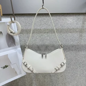 Vintage Motor Style Underarm Bag for Ladies Small Shoulder Handbag with Belt Buckle