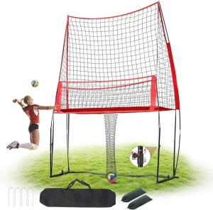 Volleyball Practice Net Station with Ball Catcher Update Freely Height Adjustable Volleyball Training Net System