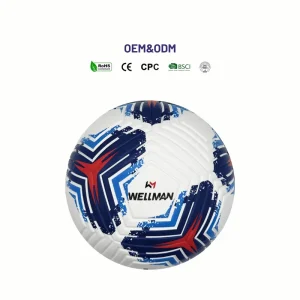 WELLMAN Bulk Embossed Durable Bounce Soccer Ball Official Size 5 Thermal Bonded PU Football Custom Logo Training Balls
