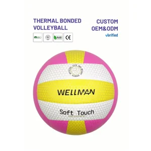WELLMAN Customized Size 5 Professional Honeycomb Fluorescent PU Leather Volleyball Official Ball Premium Touch Durable