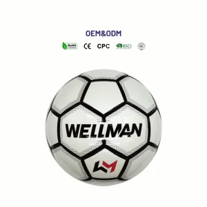 WELLMAN Thermal Bonded Double Mirror Leather Printed Durable Indoor Outdoor Size 5 Soccer Ball Yarn Wrapped Bladder Customizable