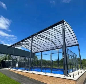 WPT Certified Panoramic Padel Court with Roof Cover, Durable Padel Court Flooring and Complete Accessories