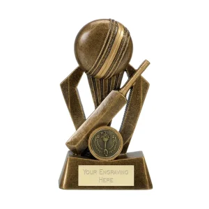 WeiVista Antique Gold Resin Cricket Trophy Bat Ball Award Manufacturer