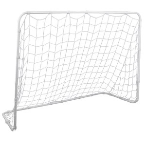 White Durable Steel Football Soccer Goal Target Net 6′ X 4′ Shooting Training Aid for Kids Outdoor Portable