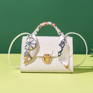 Women Crocodile Fashion Designer Handbag Shoulder Chain Portable PU Leather Bag Silk Scarf Accessory Crossbody Bags