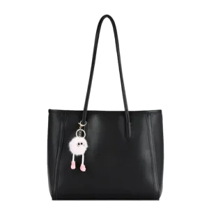 Women’s Handbag with Plush Charm Minimalist Tote Removable Accessory Gift Set Versatile Purse