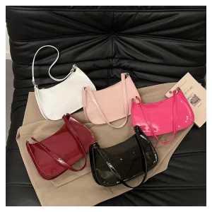 Women’s Underarm Bag Versatile Solid Color Small Square Zip Closure Shoulder Crossbody Handbag Ins Style