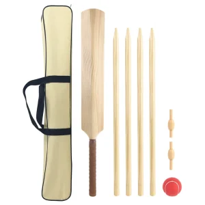 Wooden Cricket Bat Set With Canvas Carry Bag Outdoor Kids Beginner Cricket Set with Cricket Bat with Ball Stumps Bails
