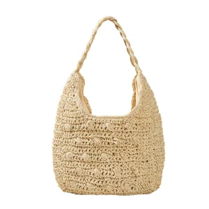Woven Straw Open Top Shoulder Bag Natural Straw Tote Bag for Fashion Brands Boutique Stores and Resort Gift Shops