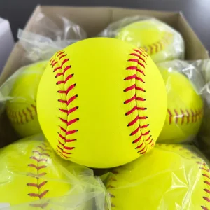 Yellow PU PVC Leather Outdoor Sports 12 Inch Softball Balls Handmade Official Standard Practice Softball
