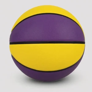 Yellow Purple Color Rubber Basketball Size 5 6 7 Indoor Outdoor Training Flexible Durable Customizable Logo