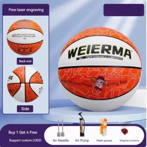 Youth Meteor Blue No.4 5 6 7 Basketball Size 4 Customized Name Engraving PU Material Fashion Design Training Competition