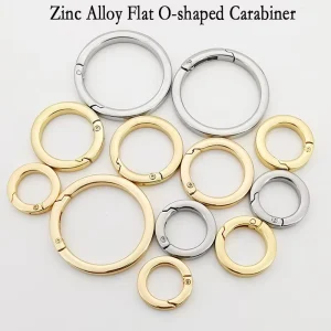 Zinc Alloy Key Chain Flat Spring Snap Hooks O Gate Ring Circle Round Carabiner for Handbag